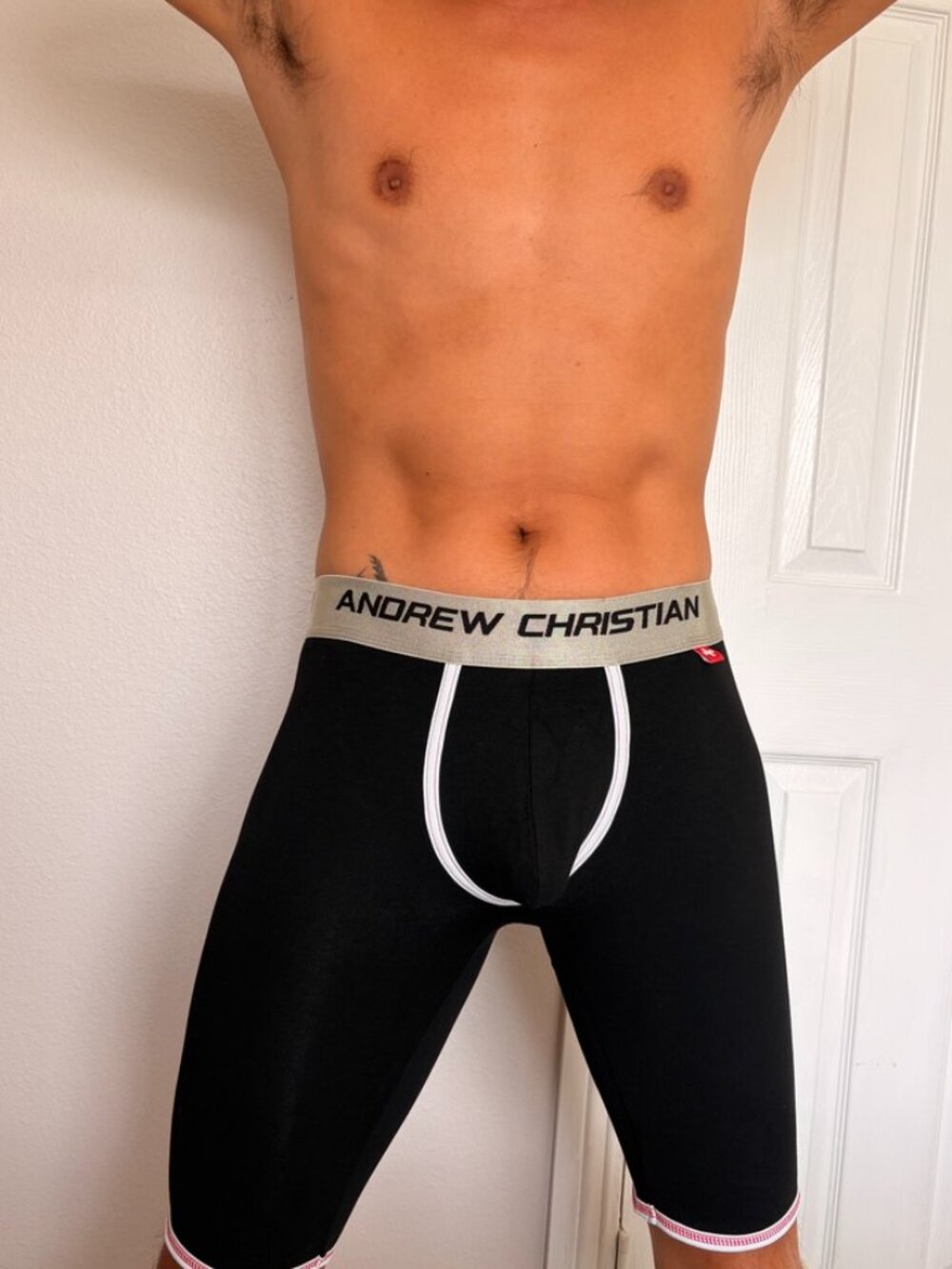 Andrew Christian Men's Long Boxer Briefs Black Large NEW